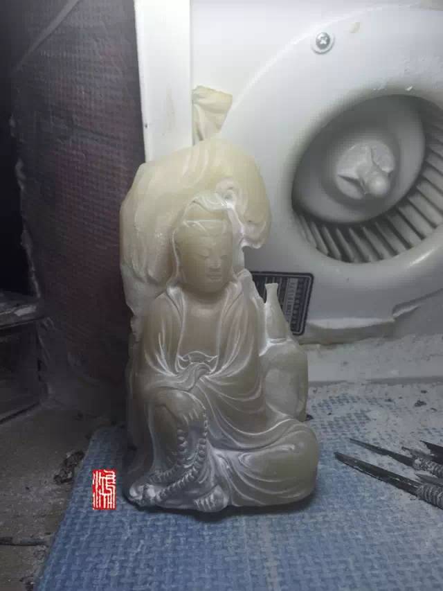 壽山石觀音擺件 壽山石的雕刻過程