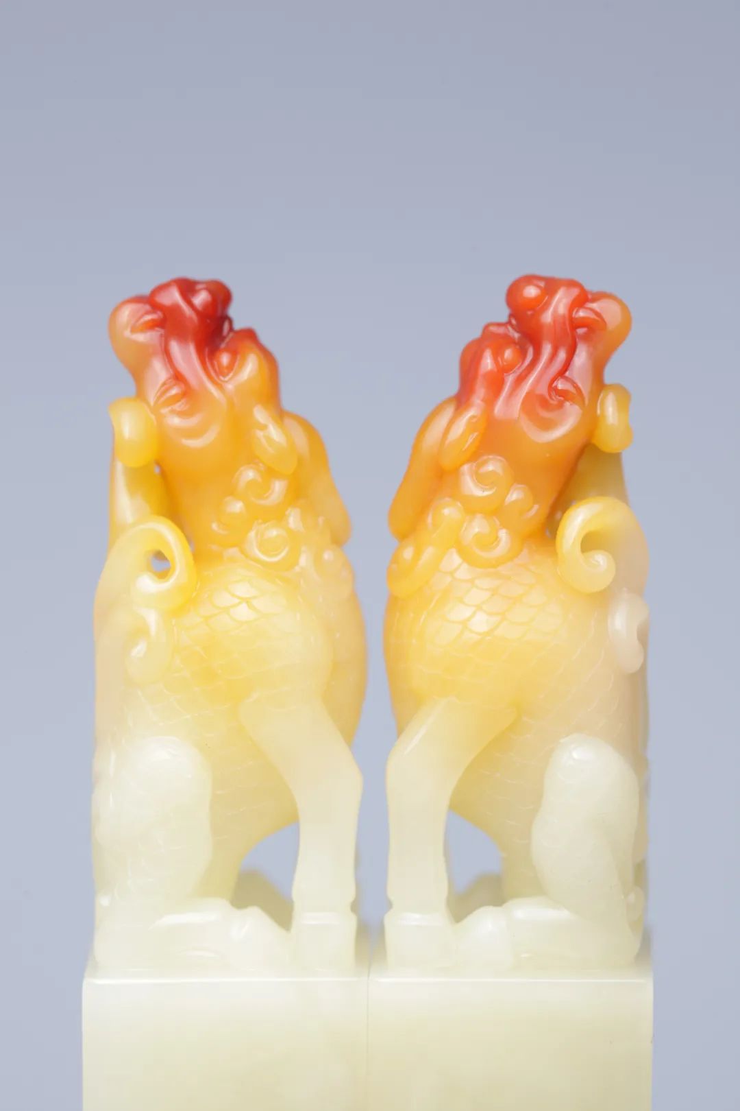 雷劍鏢大師作品高品質方正壽山三彩芙蓉對章，迸發出的美意讓人嘆為觀止!